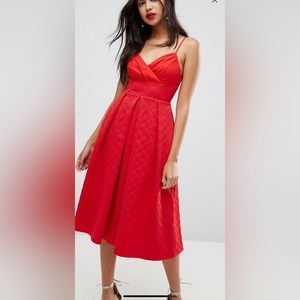 ASOS Scuba Quilted Midi Dress With Gathered Bodice